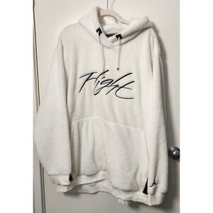 Air Jordan Wings of Flight Mens 3XL Sherpa Fleece White Black Embroidered Hoodie